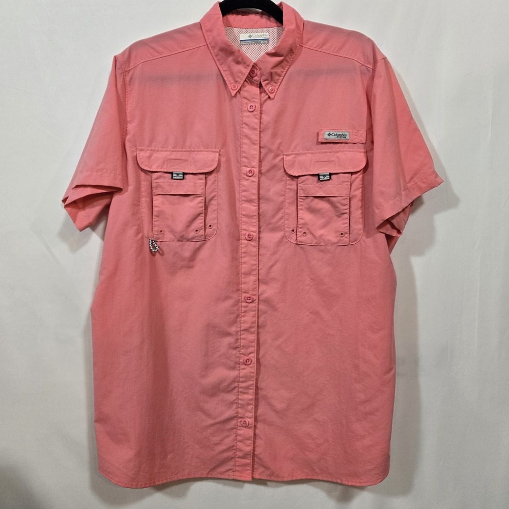 Columbia PFG Bahama Women's XL Peach Color Short Sleeve Vented Fishing Shirt